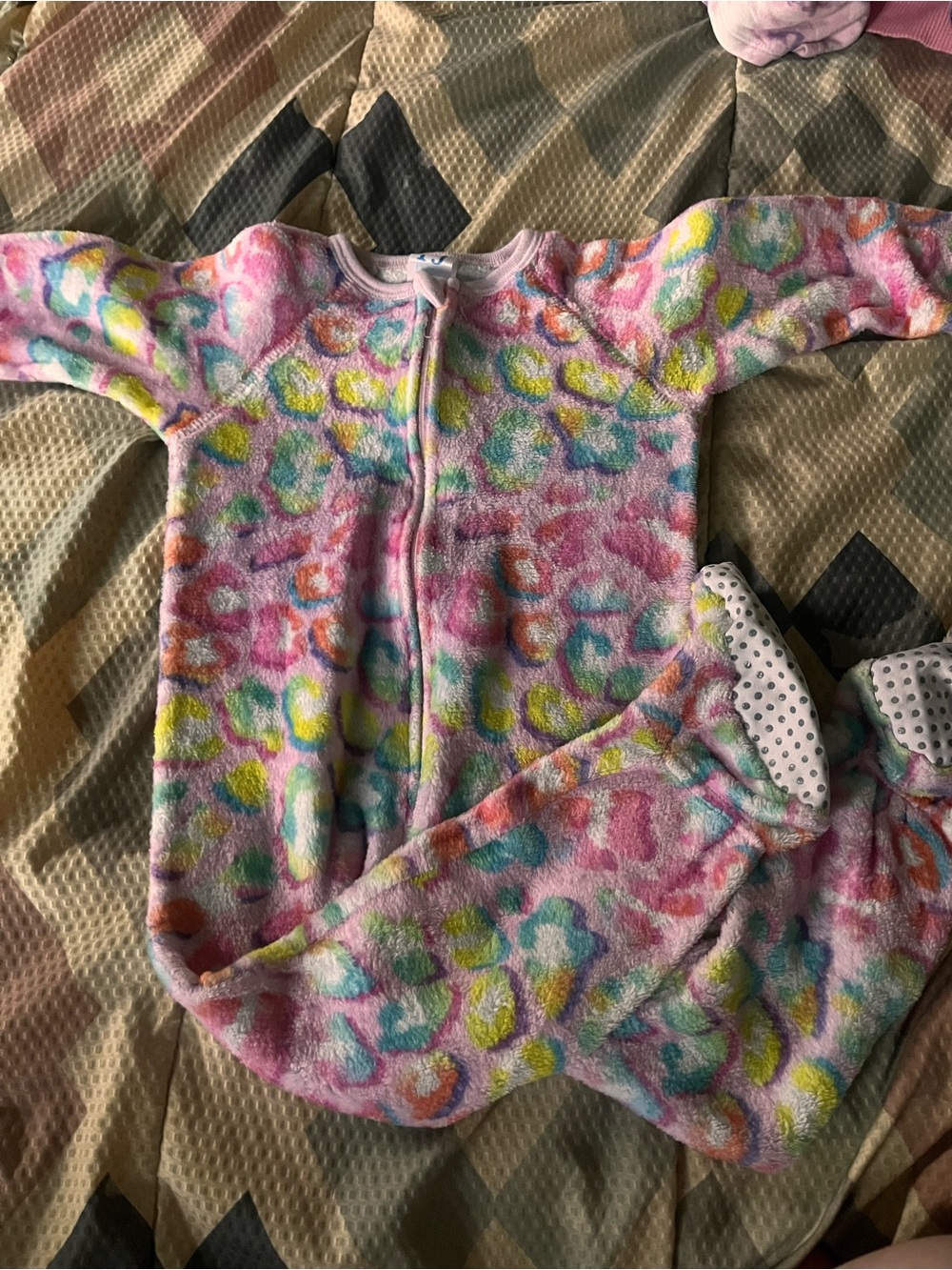 Cozy Multicolor Leopard Fleece Footie Sleep Sack - Pink